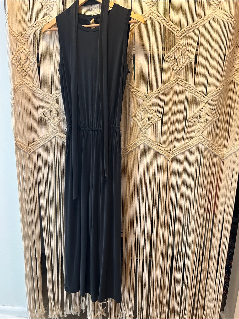 Banana Republic Elegant Black Sleeveless Jumpsuit with Waist Tie